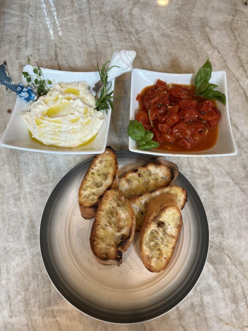 Roasted Tomato with Whipped Feta Ricotta spread